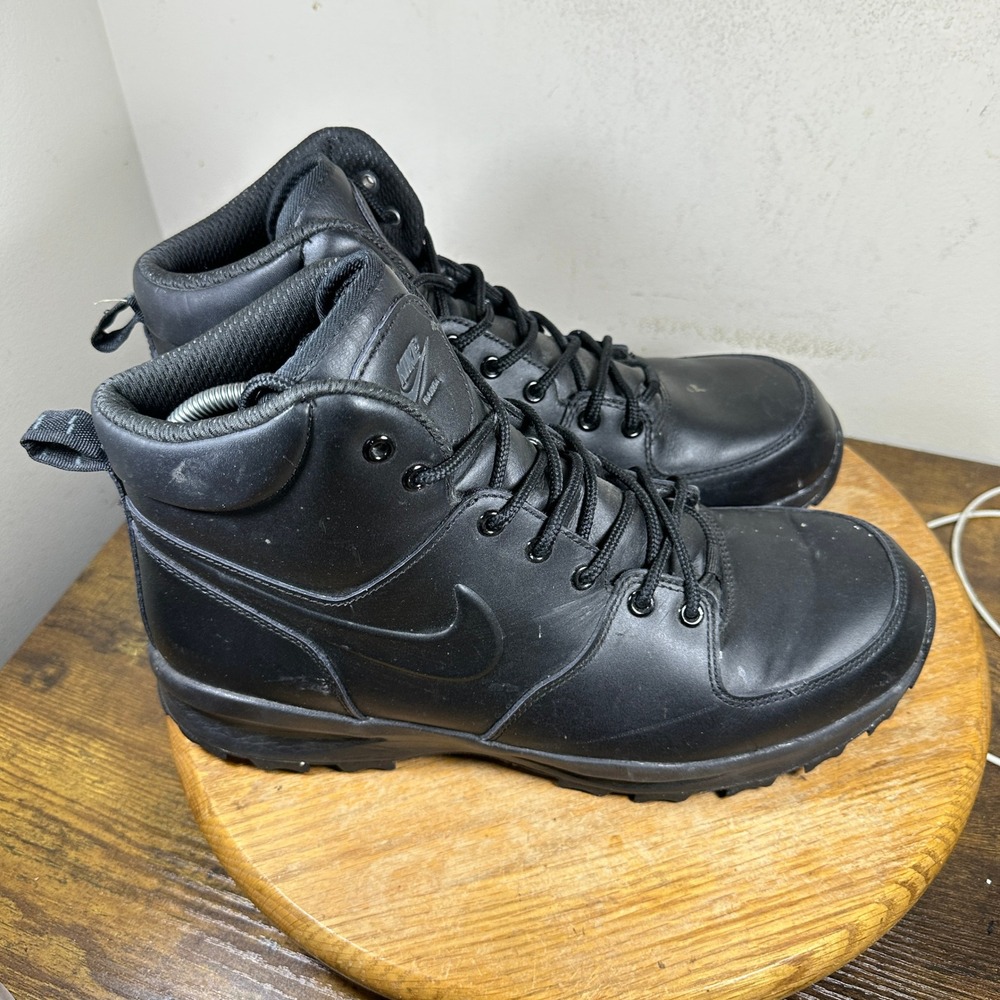Nike Manoa Leather Mens Boots Triple Black 454350-003 Size 12